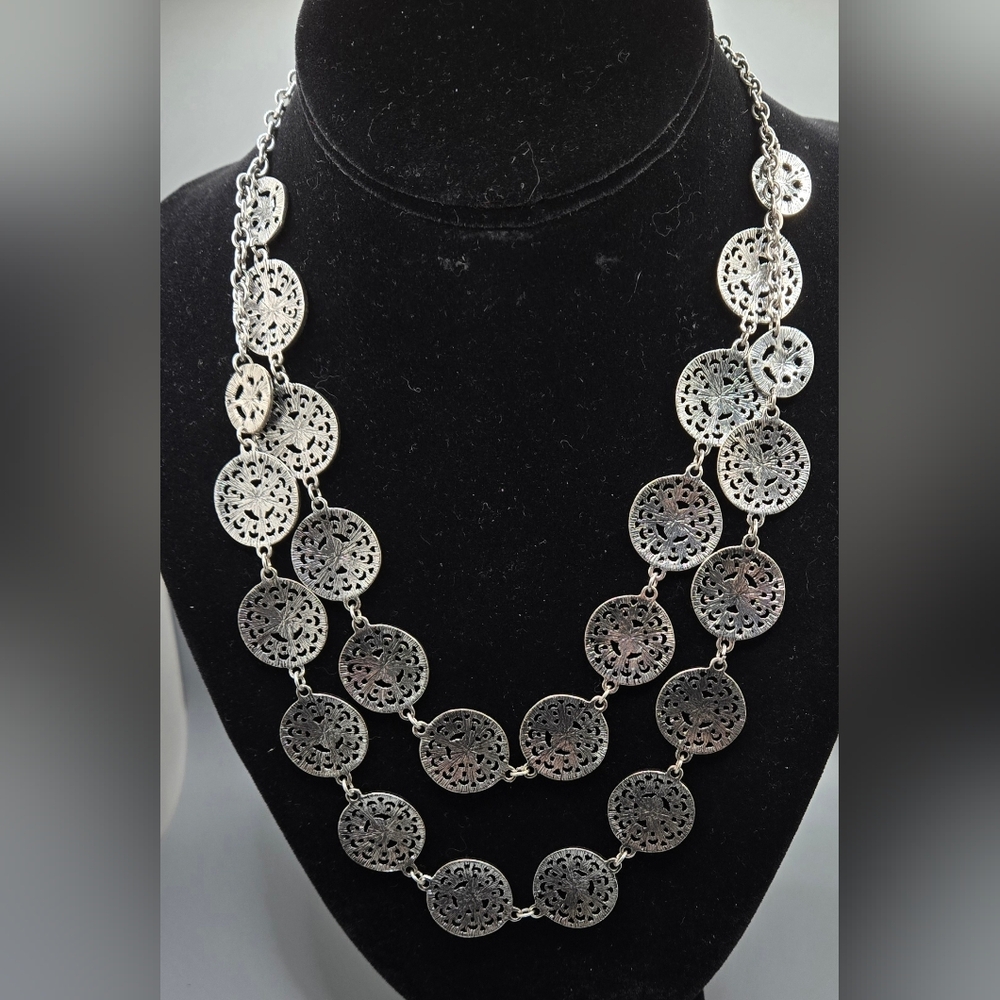 Ashley Cooper Necklace Coin Shaped Medallions With Cut-out Design NWT - Picture 2 of 3
